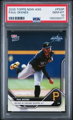 Paul Skenes 2025 Topps Now All-Star Game ASG-PSSP SP Short Print PSA 10 GEM MINT