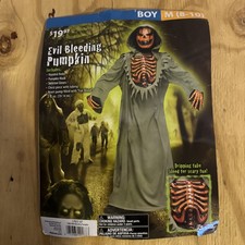 Boys Medium 8-10 Evil Bleeding Pumpkin Halloween Costume MISSING MASK