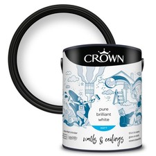 Crown Walls & Ceilings Matt 5L Pure Brilliant White 4.20 per litre