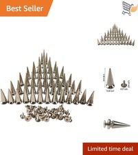 50PCS Metal Cone Spikes Silver Rivets for Crafts Leather Jackets Shoes