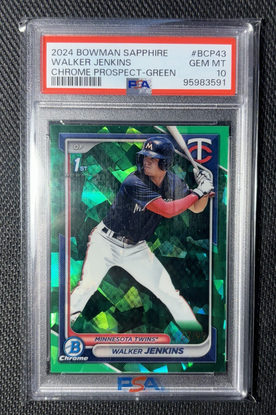 2024 Bowman Sapphire Walker Jenkins 1st Green /99 #BCP-43 Psa 10