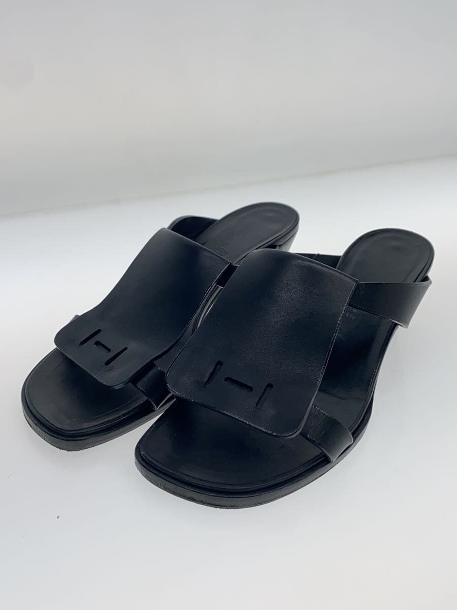 Authentic HERMES Black Leather Slip-On Sandals EU 36 Pre-Owned