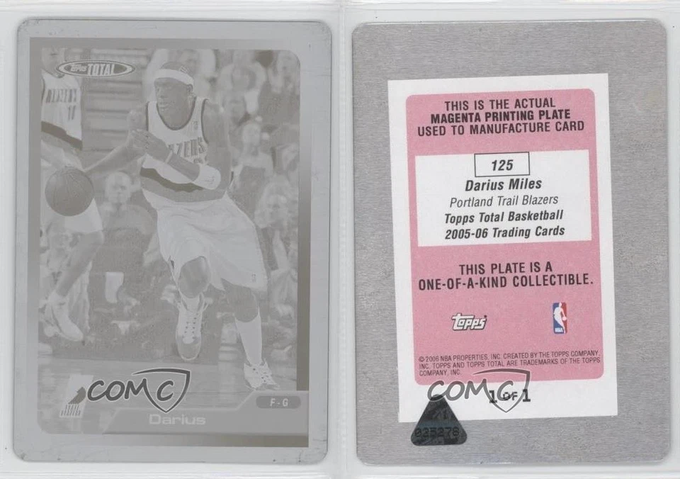 2005-06 Topps Total Printing Plate Magenta Front 1/1 Darius Miles #125 3c7 - Image 3 of 3