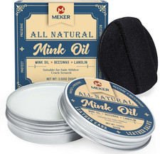 All-Natural Mink Oil Leather Conditioner 3.52oz w/ Sponge for Boots Shoes