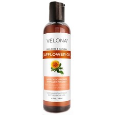 Safflower Oil by Velona - 4 Fl Oz  Refined  Cooking, Skin, Hair, Body  Face