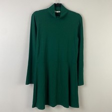 Reformation Maya Ribbed Knit Green Turtleneck Mini Dress Long Sleeve Size XL
