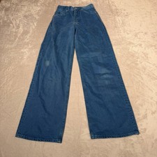 Zara Jeans Womens 2 Blue The Marine Straight High Waist Wide Leg Denim
