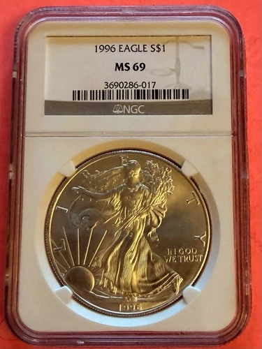 1996-P $1 American Eagle 1 oz Silver NGC MS69 Coin