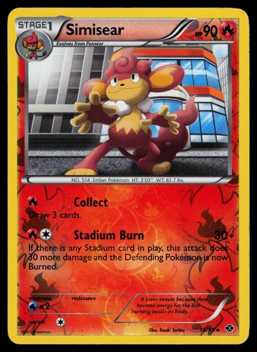 Simisear 16/99 Rare Next Destinies Pokemon Reverse Holo Lightly Played