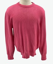 Lands End Mens Pink 90s 100% Cotton Crewneck Sweater Size L Made In USA