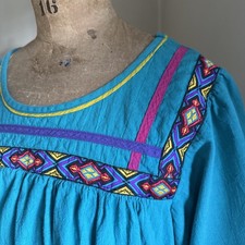 Vtg Mumu Kaftan  OS One Size  Turquoise Maxi  Beach / Lounge / Summer