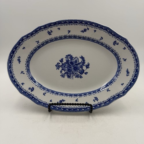 Vtg Arabia Finland Porcelain Finnish Flower Blue White Oval Platter Suomen Kukka