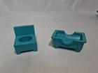 Vtg Fisher Price Little People Blue Children's Hospital Chair & Baby Bed Crib