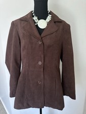 FUDA New York Brown Faux Suede Jacket Blazer Women's Medium Chocolate Academia
