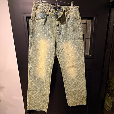 Louis Vuitton Men s Blue Monogram Light Wash Straight Leg Denim Jeans