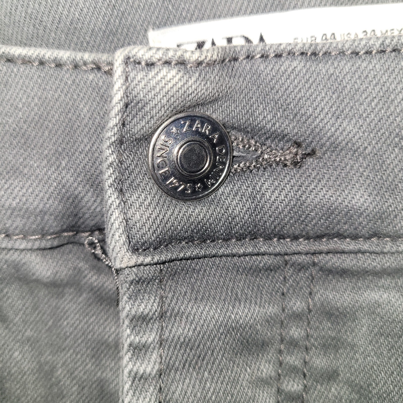 ZARA Sz 34 High Rise Straight Leg Button Fly Jeans image 3