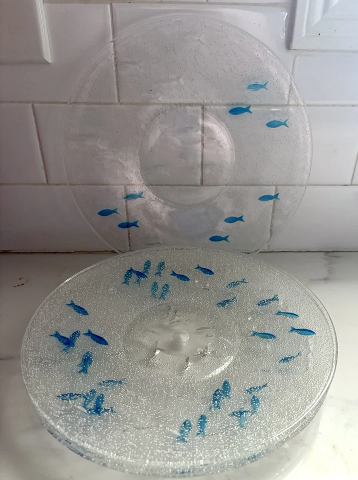 Set Of 10 Clear Melamine 9" Plates School Of Fish Caskata Pottery Barn - Image 2 of 4