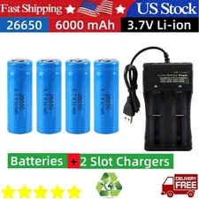 Battery 3.7V Li-ion LED flashlight headlamp 26650 Rechargeable Batteries LOT US