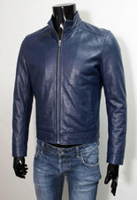 Men's Navy 100% Lambskin Leather Jacket Motorcycle Stylish Zipper Coat Jacket