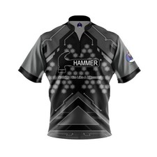 Custom Name - Men's Hammer Overspeed Grey and Black Bowling Jersey - USA Size