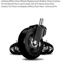 5 Pieces Office Chair Wheels Replacement Rubber Chairs Casters Hardwood Floors