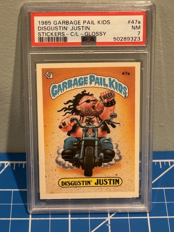 1985 GARBAGE PAIL KIDS #47a DISGUSTIN’ JUSTIN Series 2 CheckList PSA 7