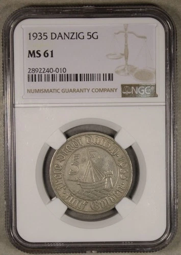 1935 Danzig 5 Gulden NGC MS61