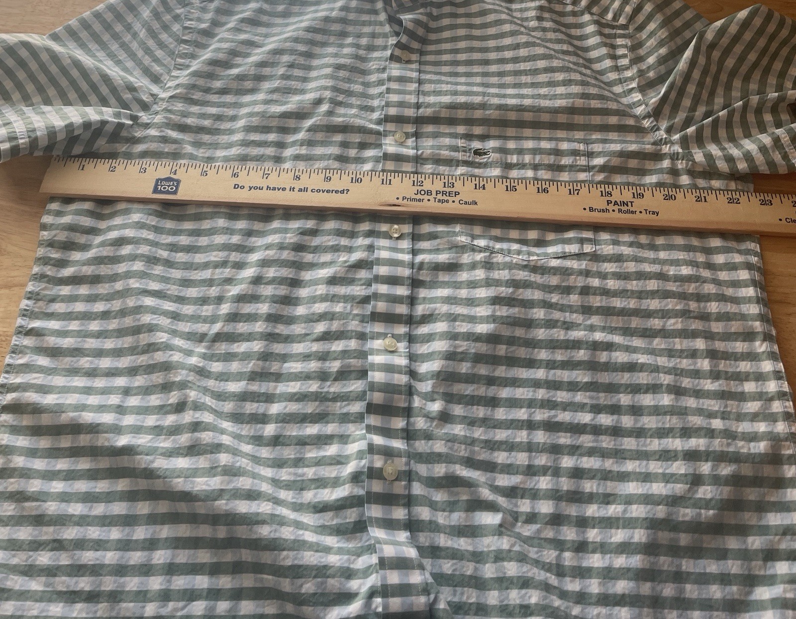 Lacoste Men’s Modern Fit Green Striped Shirt Sleeve Button Up Shirt Size 42 (L) thumbnail 9