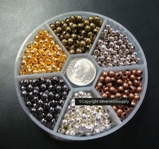 900 Six Color Pl Steel 4mm spacer round accent beads FPB181