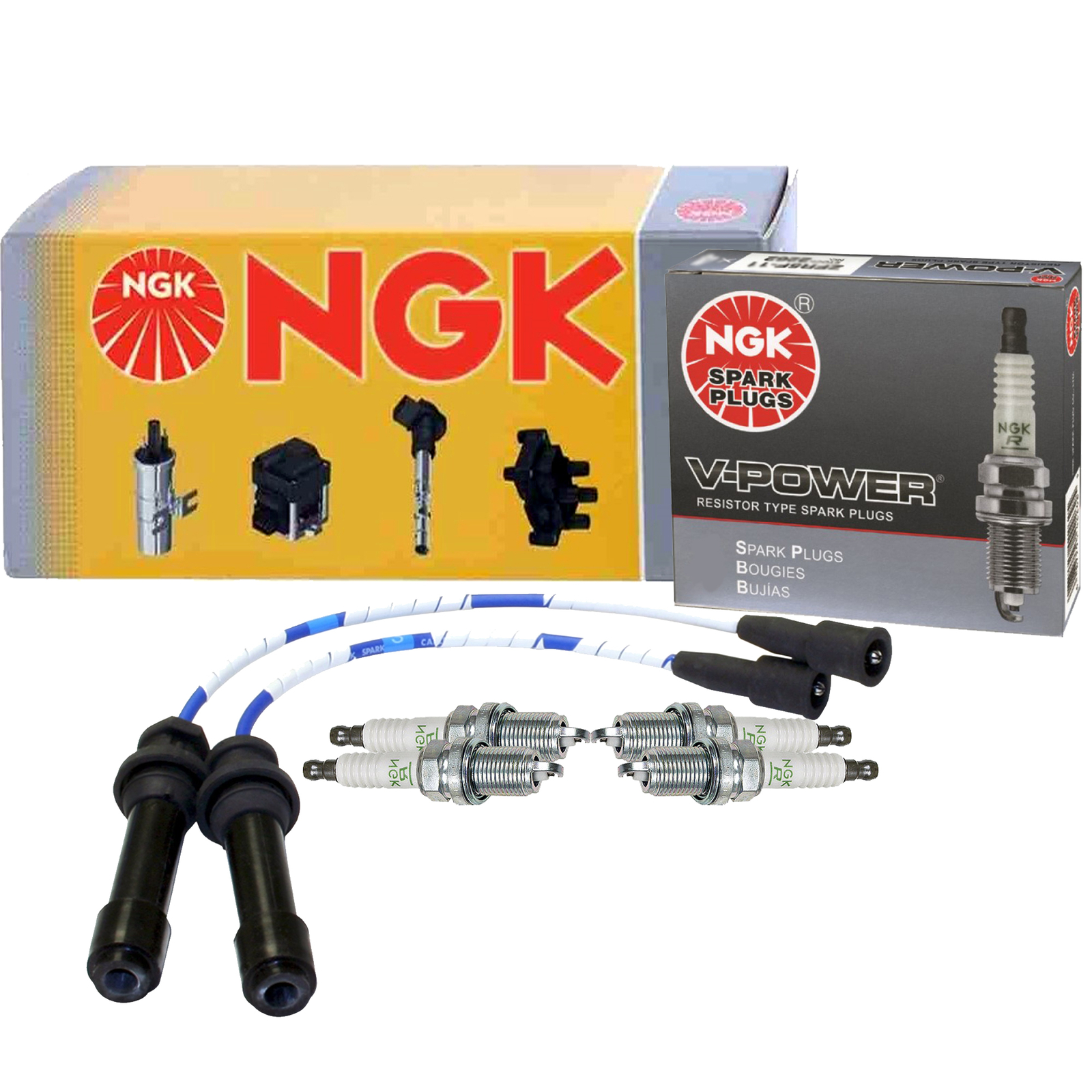 NGK Wire  4 V-Power Spark Plugs Kit For Mazda Protege 1.6 L4 DX LX DOHC 99-01