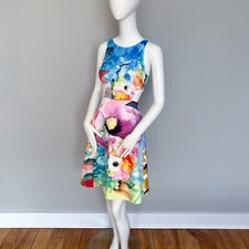 Clover Canyon Fit & Flare Summer Short Dress Scuba Neoprene Sleeveless Cutout S