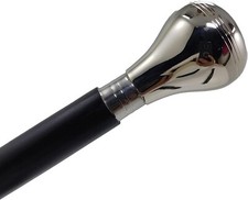 Vintage Solid Chrome Head Handle Victorian Handmade Wooden Walking Stick Cane