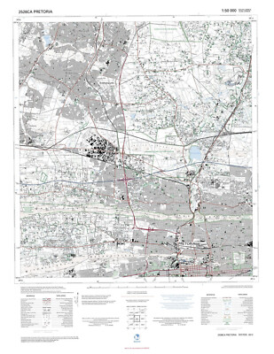 South Africa Official Topographic Map of Pretoria Tshwane 1:50,000