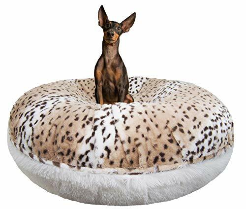 Bessie And Barnie 60-Inch Bagel Bed For Pets, X-Large, Snow Leopard/Snow White (616043414638)