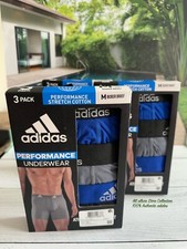 BN Adidas 3 Pack Boxer Brief Performance Stretch Cotton Black Blue Size M