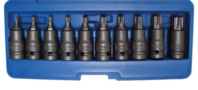 BGS KRAFT-BIT-EINSATZ-SATZ, 12,5MM (1/2''), T-PROFIL (FÜR TORX) T20-T70, 10-TLG.