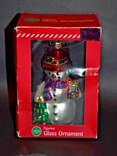 Blown Glass Snowman Christmas Ornament Winter Wonder Lane 5.5" NEW