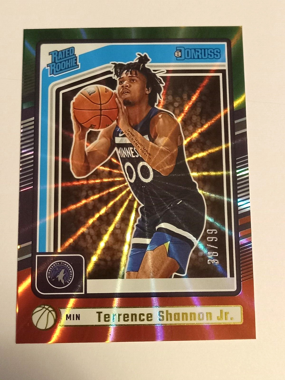 2024-25 Donruss #226 Holo red & green laser Terrence Shannon RC 38/99 SP Wolves