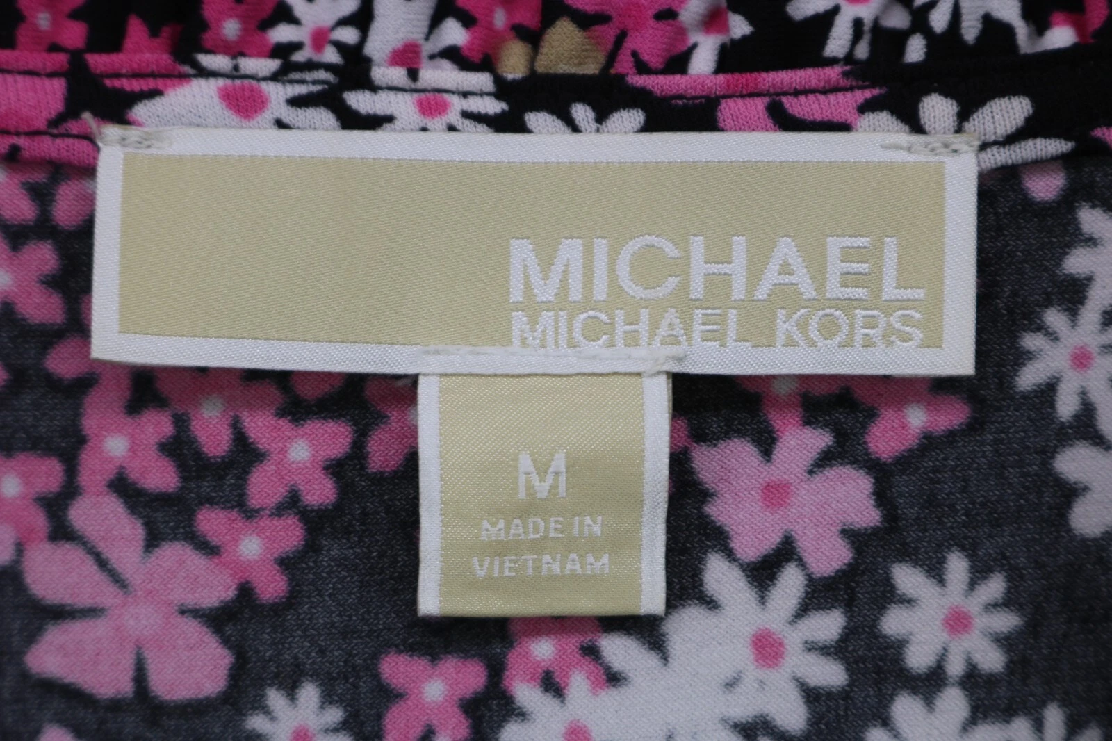 Abito Michael Kors scuro floreale manica con volant taglia media stravagante