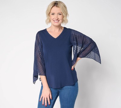 Belle by Kim Gravel Sz LARGE TripleLuxe Knit Drama Sleeve Top TWILIGHT A679827