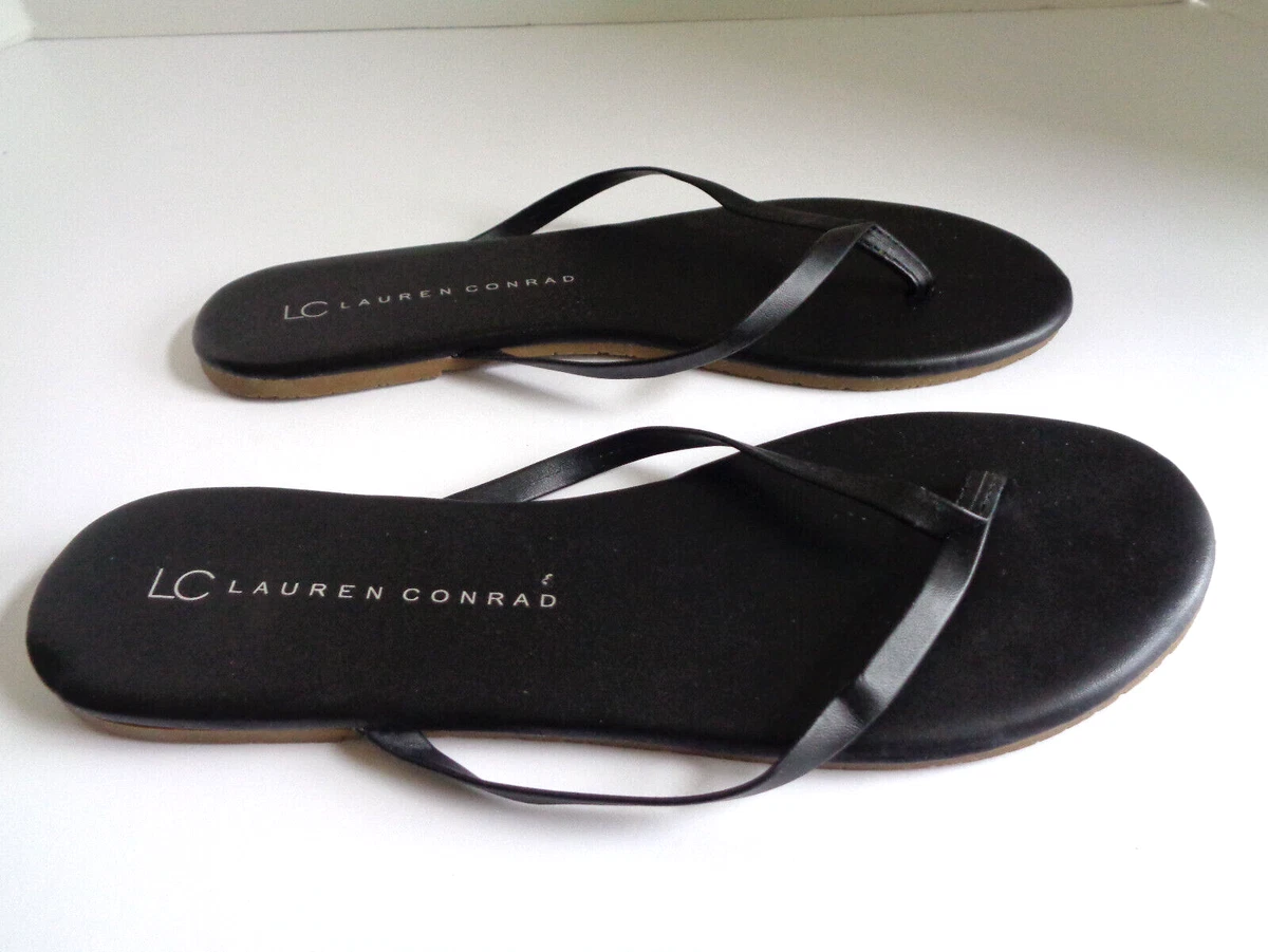 LC Lauren Conrad Women's Valencia Black Thong Flip Flop