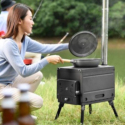 Portable Wood Burning Stove Camp Tent with Pipe for Tent Shelter Heating AU  | eBay