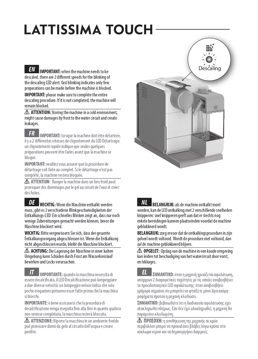 Nespresso descaling lattissima shop touch