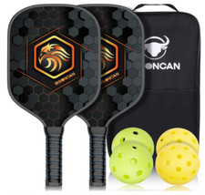 BISONCAN Pickleball Paddles - Pickleball Set w/2 Fiberglass Paddles 4 Balls NIB