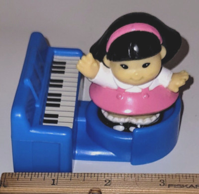 HTF ~ Fisher Price Little People Time To Learn Blue Piano & Girl Figure