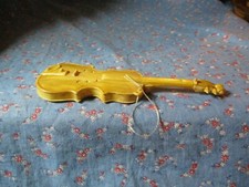 b. Christmas Ornament Hard Plastic Violin Detailed 5 7/8 Inch High