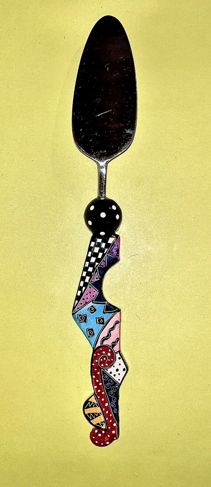 1980s Memphis Style Ceramic Studio Art Geometric Design Handle Serving Utensils - Image 4 of 4