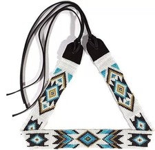 Beaded Hat Band Geometric Southwestern Pattern Cowboy Rode Handmade hatband