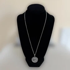 20” Circular Nike Swoosh Pendant + Necklace Silver Plated Stainless Steel