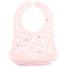 Stephen Joseph Silicone Baby Bib With Catcher - Unicorns
